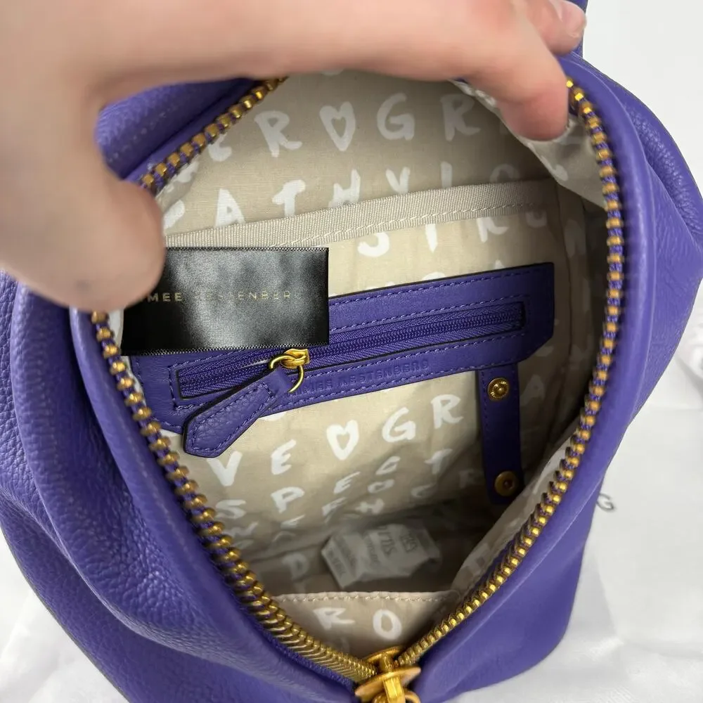 Aimee Kestenberg Purple Tamitha Mini Leather Cotton Backpack Crossbody NWT - Picture 7 of 15